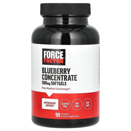 Основне фото товару Force Factor, Blueberry Concentrate 500 mg, Лохина, 90 капсул