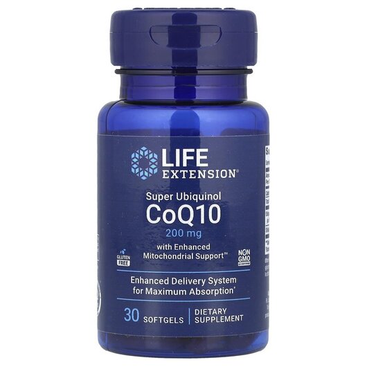 Основное фото товара Super Ubiquinol CoQ10 with Enhanced Mitochondrial Support 200 mg Основное фото товара Убихинол CoQ10 200 мг, Super Ubiquinol CoQ10, 30 капсул