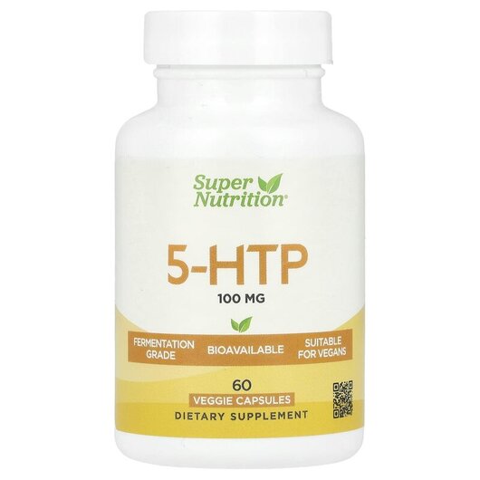 Основне фото товару Super Nutrition, 5-HTP 100 mg, 5-гідрокситриптофан, 60 капсул