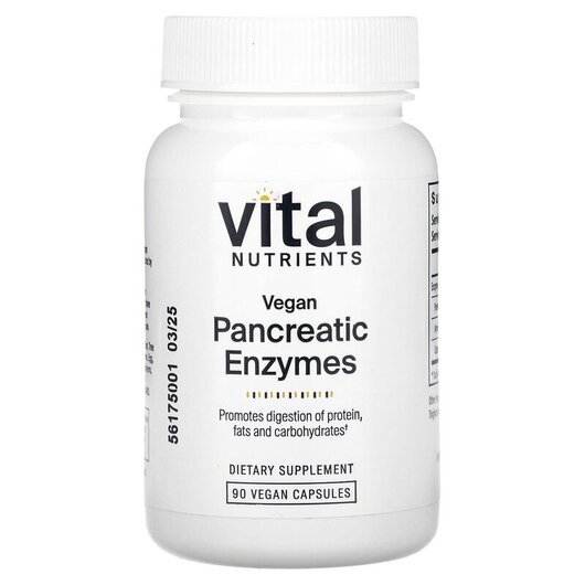 Основное фото товара Vegan Pancreatic Enzymes Основное фото товара Vital Nutrients, Веган Панкреатин, Vegan Pancreatic Enzymes, 90 к