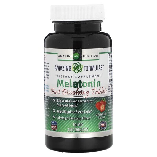 Основное фото товара Amazing Nutrition, Мелатонин, Melatonin Strawberry 10 mg, 250 таб