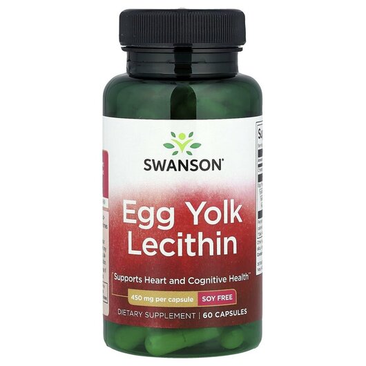 Основне фото товару Egg Yolk Lecithin 450 mg Основне фото товару Swanson, Egg Yolk Lecithin 450 mg, Лецитин, 60 капсул