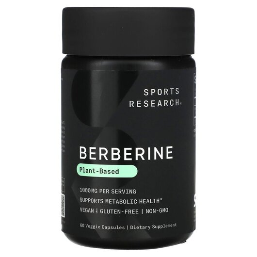 Основне фото товару Sports Research, Berberine 1000 mg, Берберин, 60 капсул