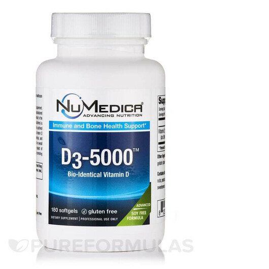 Основне фото товару NuMedica, D3-5000, Вітамін D3, 180 капсул