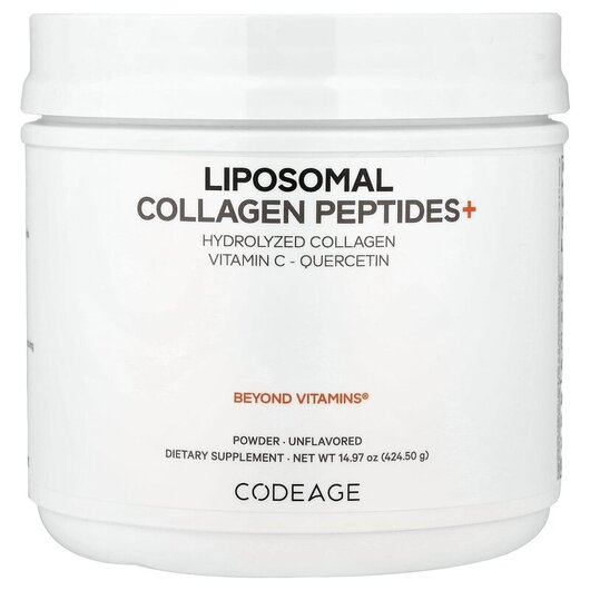Основне фото товару Liposomal Powder Collagen Peptides+ Unflavored Основне фото товару CodeAge, Liposomal Collagen Peptides+, Колагенові пептиди, 424.50