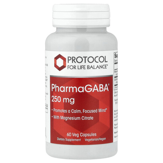 Основное фото товара ГАМК, PharmaGABA With Magnesium Citrate 250 mg, 60 капсул