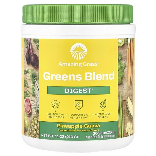 Основное фото товара Amazing Grass, Ферменты, Greens Blend Digest Pineapple Guava, 210