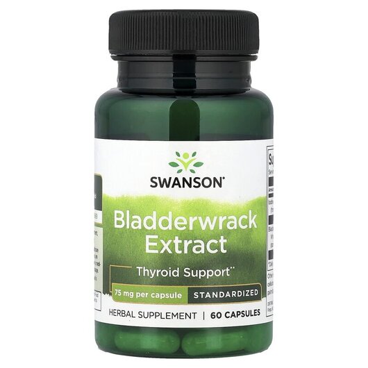 Основное фото товара Bladderwrack Extract 75 mg Основное фото товара Swanson, Фукус пузырчатый, Bladderwrack Extract 75 mg, 60 капсул