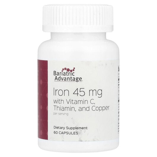 Основне фото товару Iron with Vitamin C Thiamin and Copper, Залізо, 60 капсул