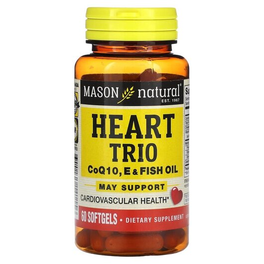Основное фото товара Heart Trio CoQ10 E & Fish Oil Основное фото товара Mason, Коэнзим CoQ10, Heart Trio CoQ10 E & Fish Oil, 60 капсу