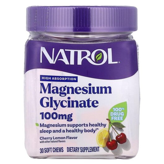 Основное фото товара Magnesium Glycinate High Absorption Cherry, Магний Глицинат, 30 т
