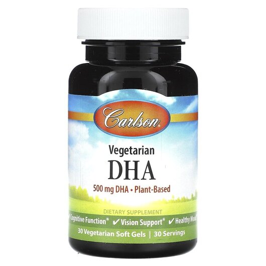 Основное фото товара Carlson, ДГК, Vegetarian DHA 500 mg, 30 капсул