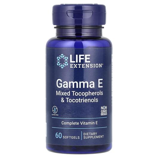 Основне фото товару Gamma E Mixed Tocopherols & Tocotrienols Основне фото товару Life Extension, Gamma E, Вітамін E, 60 капсул