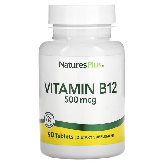 Основне фото товару Natures Plus, Vitamin B-12 500 mcg, Вітамін B12 Кобаламін, 90 таб