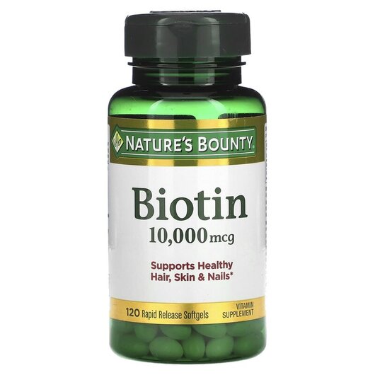 Основное фото товара Nature's Bounty, Биотин 10000 мкг, Biotin 10000 mcg, 120 кап