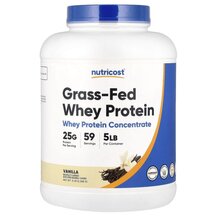 Протеїн Grass-Fed Whey Protein Vanilla Nutricost 2268 г