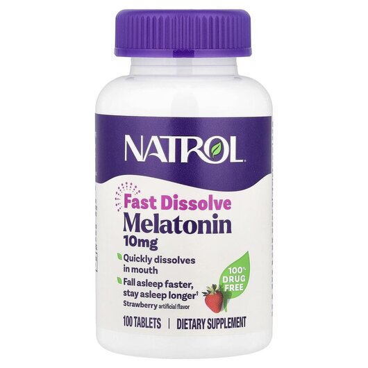 Основное фото товара Melatonin Fast Dissolve Maximum Strength Strawberry 10 mg Основное фото товара Melatonin Fast Dissolve Maximum Strength Strawberry, Мелатонин, 1