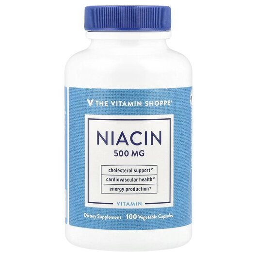 Основне фото товару Niacin 500 mg Основне фото товару TheVitaminShoppe, Niacin 500 mg, Вітамін B3 Ніацин, 100 капсул