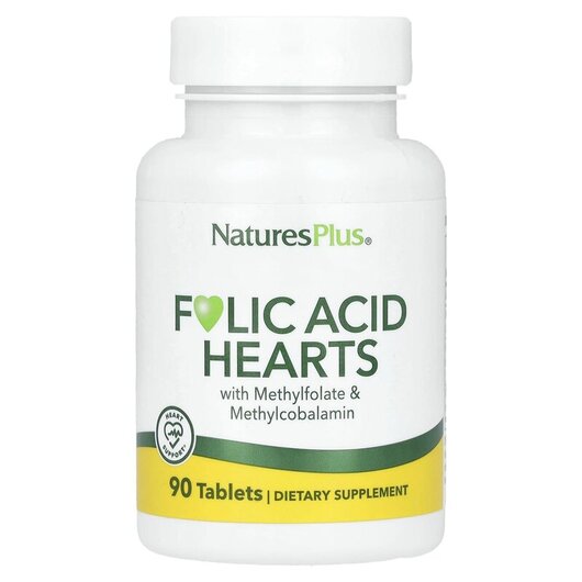 Основне фото товару Folic Acid Hearts, Вітамін B9 Фолієва кислота, 90 таблеток