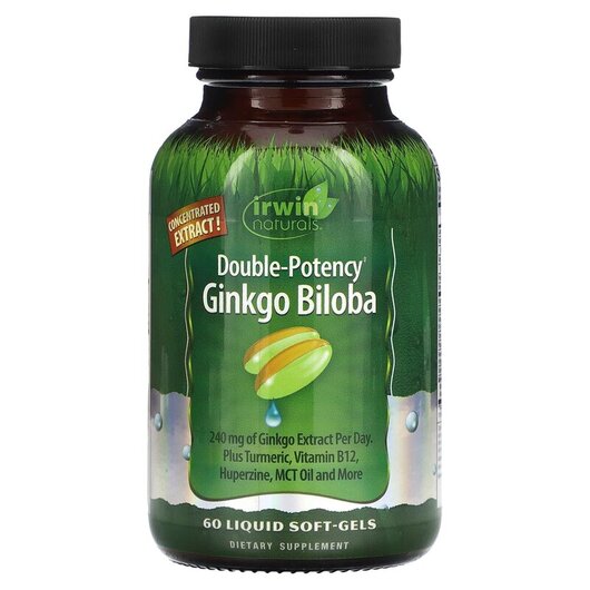 Основное фото товара Double-Potency Ginkgo Biloba Основное фото товара Irwin Naturals, Гинкго Билоба, Double-Potency Ginkgo Biloba, 60 к