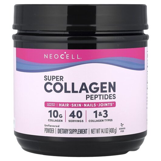 Основное фото товара Super Collagen Peptides Unflavored 14 Основное фото товара Коллагеновые пептиды, Super Collagen Peptides Unflavored 14, 400