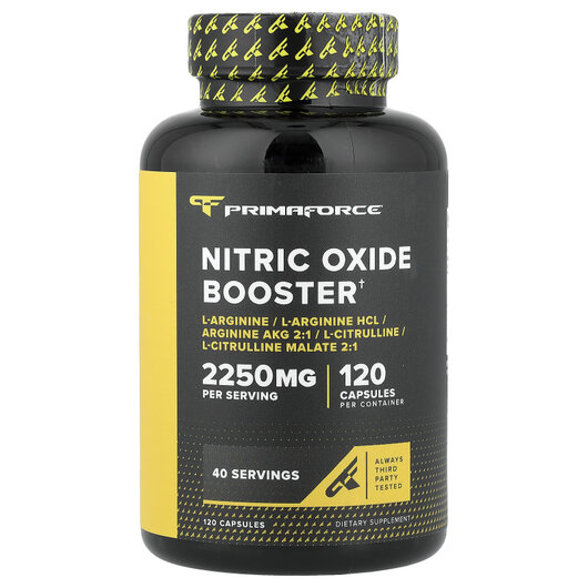 Основне фото товару Nitric Oxide Booster Основне фото товару Primaforce, Nitric Oxide Booster, L-Аргінін, 120 капсул