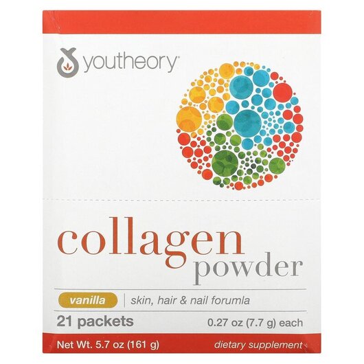Основное фото товара Youtheory, Коллаген, Collagen Powder Vanilla, 21 шт
