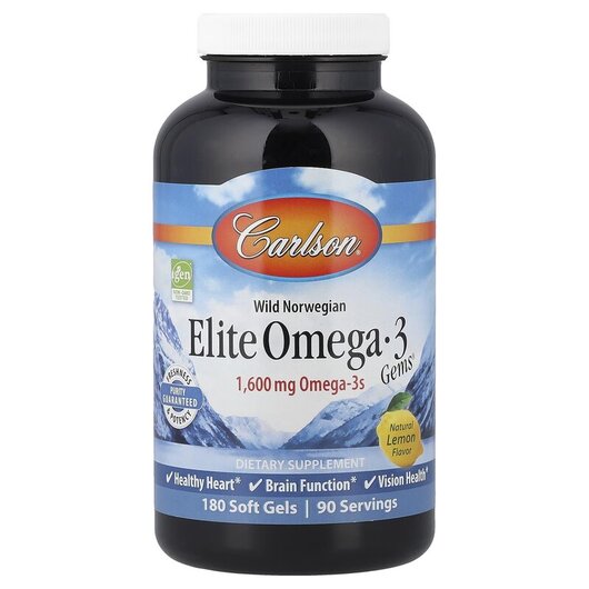 Основне фото товару Wild Caught Elite Omega-3, Риб'ячий жир Омега-3 1600 мг, 180