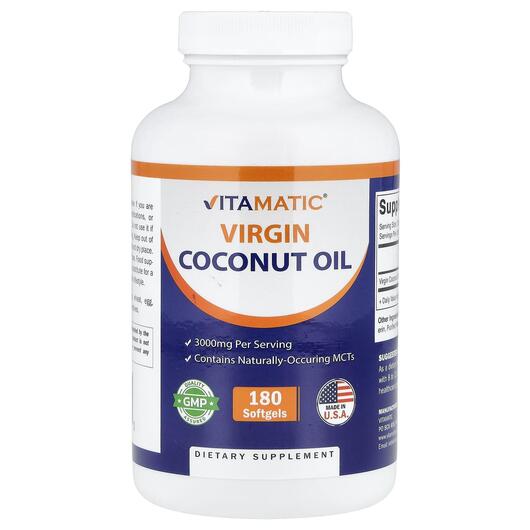 Основне фото товару Vitamatic, Virgin Coconut Oil, Кокосова олія, 180 капсул