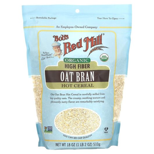 Основне фото товару Organic High Fiber Oat Bran Hot Cereal Основне фото товару Bob's Red Mill, Oat Bran, Отруби, 510 г