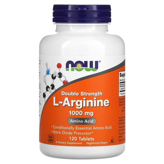 Основне фото товару L-Arginine 1000 mg Основне фото товару NOW Foods, L-Arginine 1000 mg, L аргінін 1000 мг, 120 таблеток