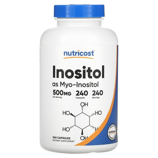 Основное фото товара Nutricost, Мио-инозитол, Inositol as Myo - Inositol 500 mg, 240 к
