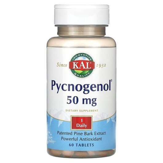 Основное фото товара KAL, Пикногенол, Pycnogenol 50 mg, 60 таблеток