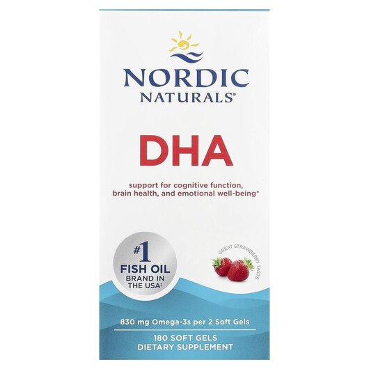 Основне фото товару DHA Strawberry 500 mg Основне фото товару Nordic Naturals, DHA Strawberry 500 mg, ДГК, 180 капсул