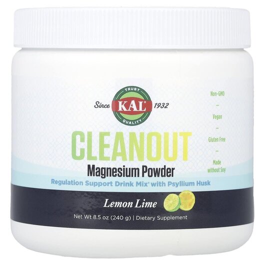 Основное фото товара KAL, Магний, Cleanout Magnesium Powder Lemon Lime, 240 г