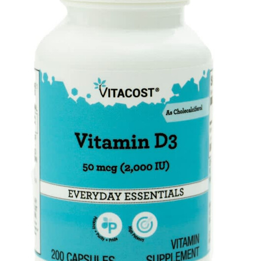 Основне фото товару Vitamin D3 as Cholecalciferol 50 mcg 2000 IU, Вітамін D3, 200 кап
