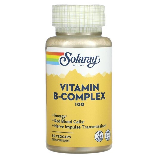 Основное фото товара Vitamin B-Complex 100 Основное фото товара Solaray, B-комплекс, Vitamin B-Complex 100, 50 капсул