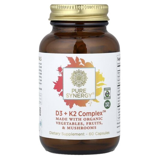 Основне фото товару Pure Synergy, D3 + K2 Complex, Вітаміни D3 K2, 60 капсул