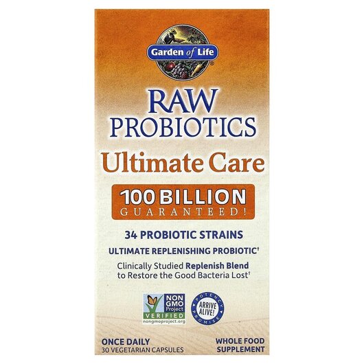 Основное фото товара RAW Probiotics Ultimate Care Основное фото товара Garden of Life, Пробиотики, RAW Probiotics Ultimate Care, 30 капс