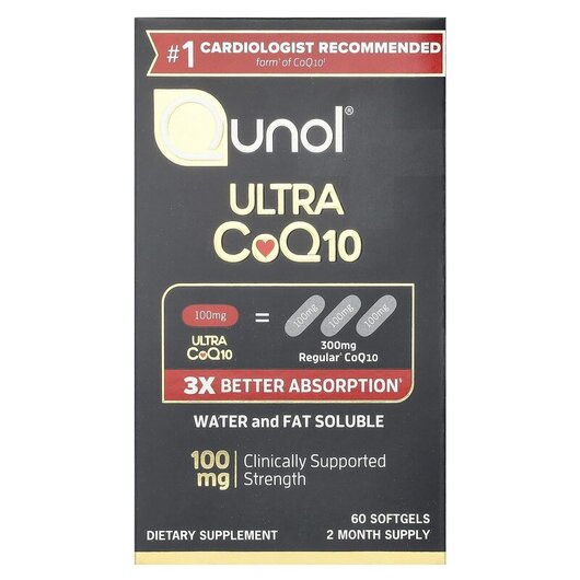Основне фото товару Qunol, Ultra CoQ10 100 mg, Коензим CoQ10, 60 капсул