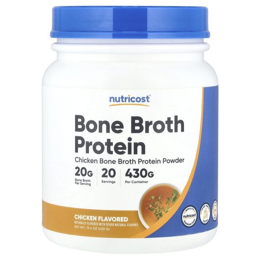 Основне фото товару Bone Broth Protein Chicken Основне фото товару Nutricost, Bone Broth Protein Chicken, Протеїн, 430 г