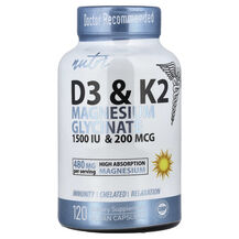 Вітаміни D3 K2 Vitamin D3 & K2 Magnesium Glycinate Nutri
