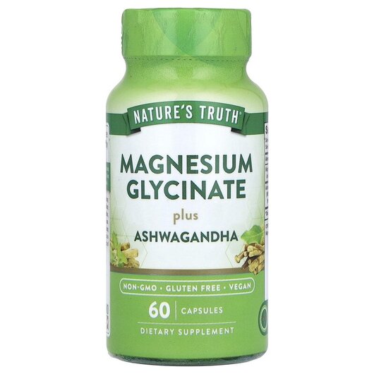 Основне фото товару Magnesium Glycinate Plus Ashwagandha, Гліцинат магнію, 60 капсул