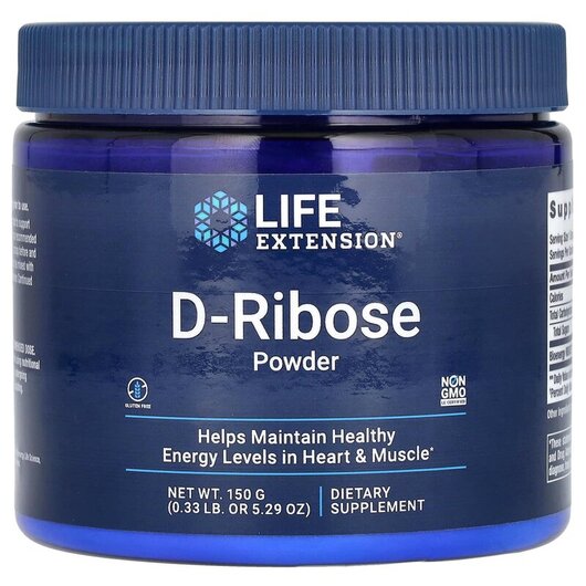 Основне фото товару Life Extension, D-Ribose Powder, D-рибоза в порошку, 150 г