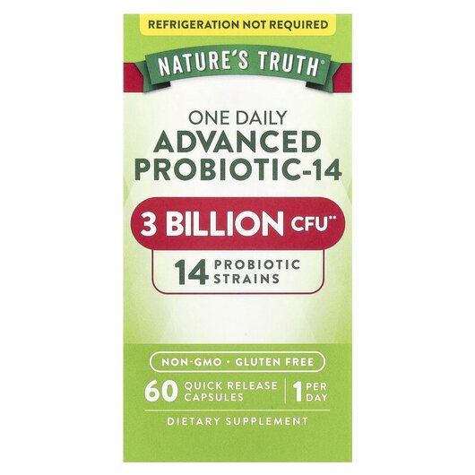 Основное фото товара One Daily Advanced Probiotic-14 3 Billion CFU Основное фото товара Пробиотики, One Daily Advanced Probiotic-14 3 Billion CFU, 60 кап