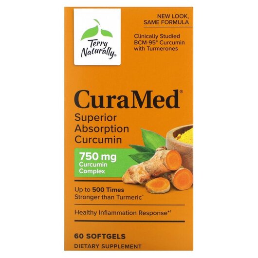 Основное фото товара CuraMed 750 mg Основное фото товара Terry Naturally, Куркумин, CuraMed 750 mg, 60 капсул
