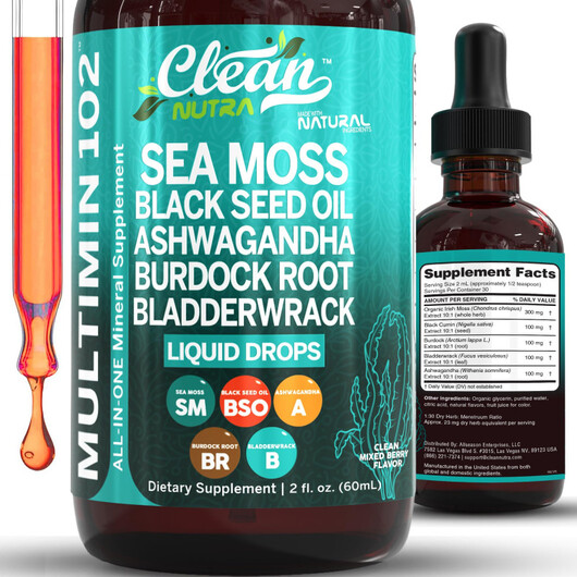 Основное фото товара Ирландский морской мох, Organic Sea Moss Drops, 60 мл