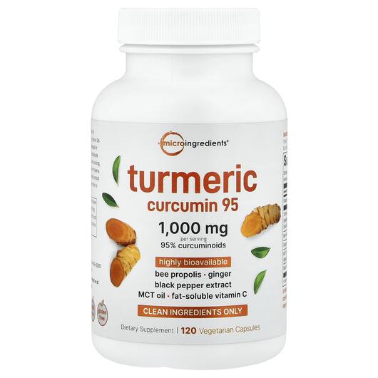 Основне фото товару Turmeric Curcumin 95 Основне фото товару Micro Ingredients, Turmeric Curcumin 95, Куркумін, 120 капсул