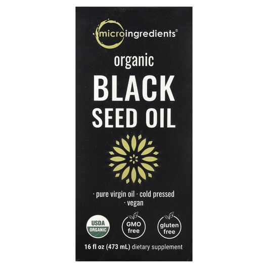 Основне фото товару Micro Ingredients, Organic Black Seed Oil, Чорний кмин, 473 мл