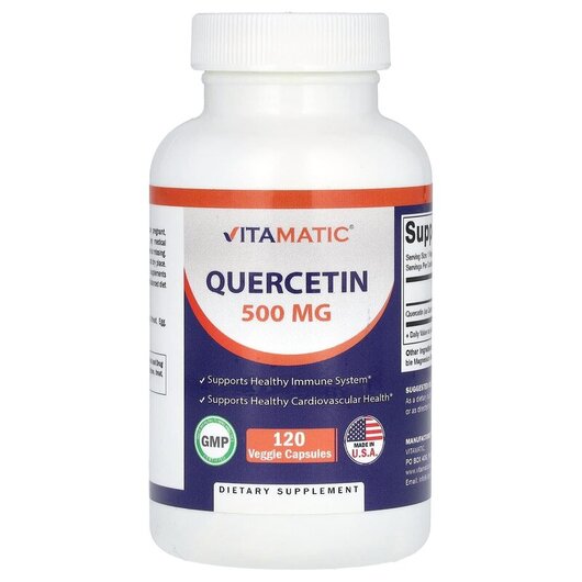 Основне фото товару Quercetin 500 mg Основне фото товару Vitamatic, Quercetin 500 mg, Кверцетин, 120 капсул